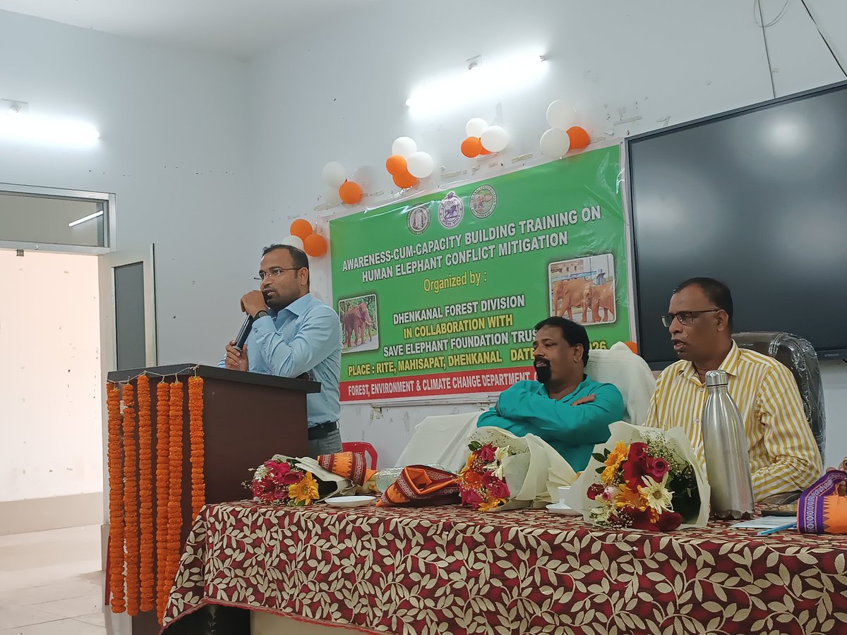 talktosubhransu's tweet photo. Glad to attend the Awareness-cum-Capacity Building Training on Human–Elephant Conflict Mitigation, #Dhenkanal, organised by the Dhenkanal Forest Division in collaboration with Save Elephant Foundation Trust.
#HumanElephantConflict #ElephantConservation #Coexistence #Dhenkanal https://t.co/16YbA5hoGH