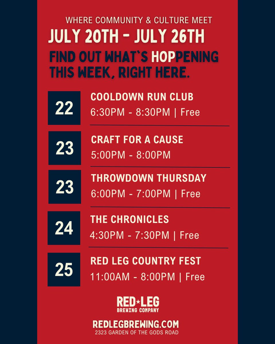 redlegbrewco's tweet photo. What's hoppening this week at Red Leg? Here's what's on tap! https://t.co/mzzu18LN1h
