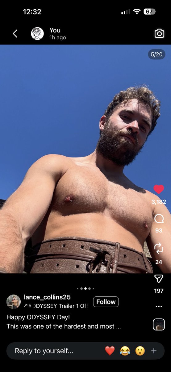 pblostweekend's tweet photo. crying at this actor posting his odyssey dump and there’s a gay guy thirst trap in the middle of it https://t.co/hztQgUdy2A