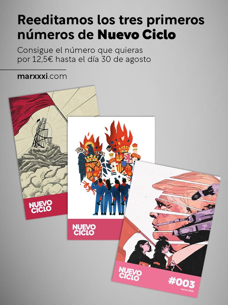 marxxxi's tweet photo. ‼️Si quieres hacerte con alguno de los tres primeros números de 𝘕𝘶𝘦𝘷𝘰 𝘊𝘪𝘤𝘭𝘰, escribe a nuestro correo electrónico antes del 30 de agosto.

✉️ marxxxi@proton.me
 
Los ejemplares serán enviados con la entrega de 𝘕𝘶𝘦𝘷𝘰 𝘊𝘪𝘤𝘭𝘰 #𝟢𝟢𝟧 https://t.co/klZUlEzZCR