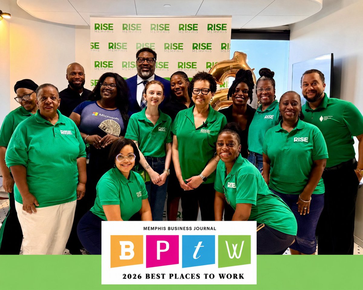 RISEMemphis's tweet photo. Big news! RISE Memphis has been named a Memphis Business Journal 2026 Best Places to Work honoree — Micro category! 90 engagement score. 93% Highly Engaged. Most used word: Collaborative. So proud of our team! @MBJMemphis
#BestPlacesToWork #MBJ2026 #RISEMemphis https://t.co/gQTOJE0hb2
