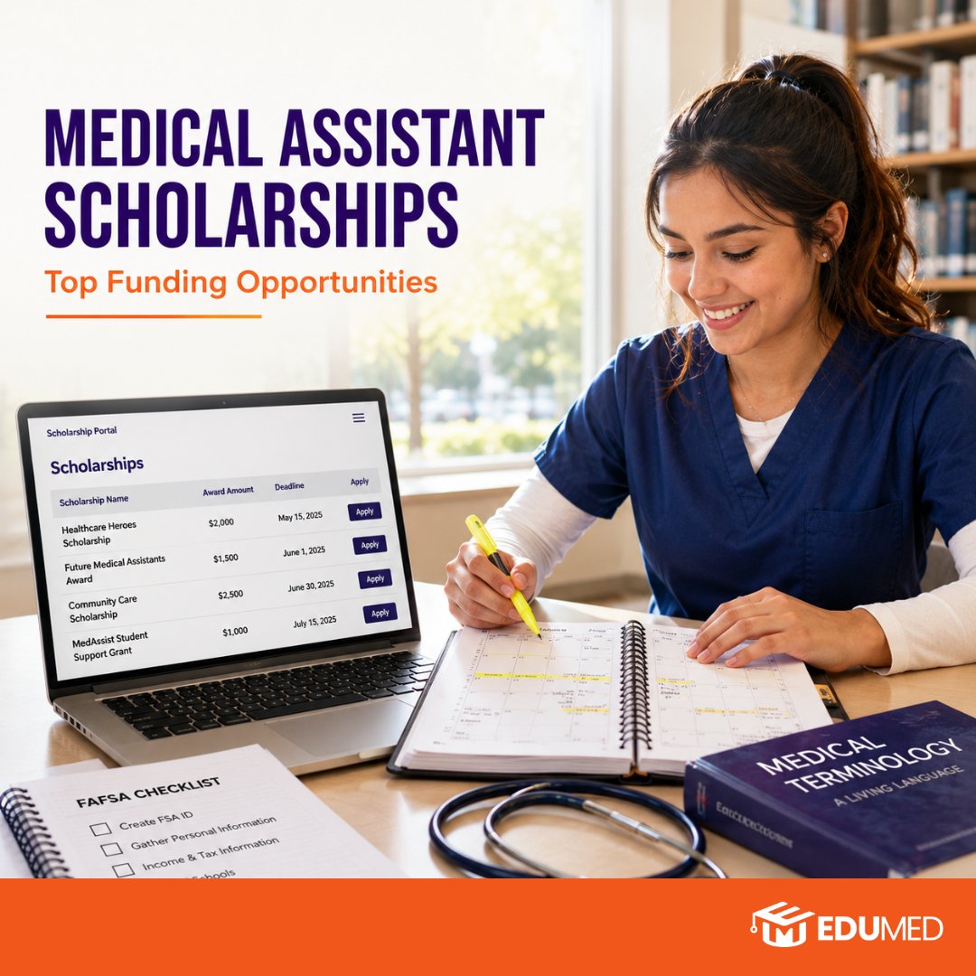EduMedOrg's tweet photo. One scholarship can go further than you think.
Medical assistant programs are shorter, so even a small scholarship can cover a meaningful share of your costs. Which tip surprised you most? Tell us below.
https://t.co/aYJcI7rMPV
#medicalassistant #FinancialAid #EduMed https://t.co/OTumQOX6lz