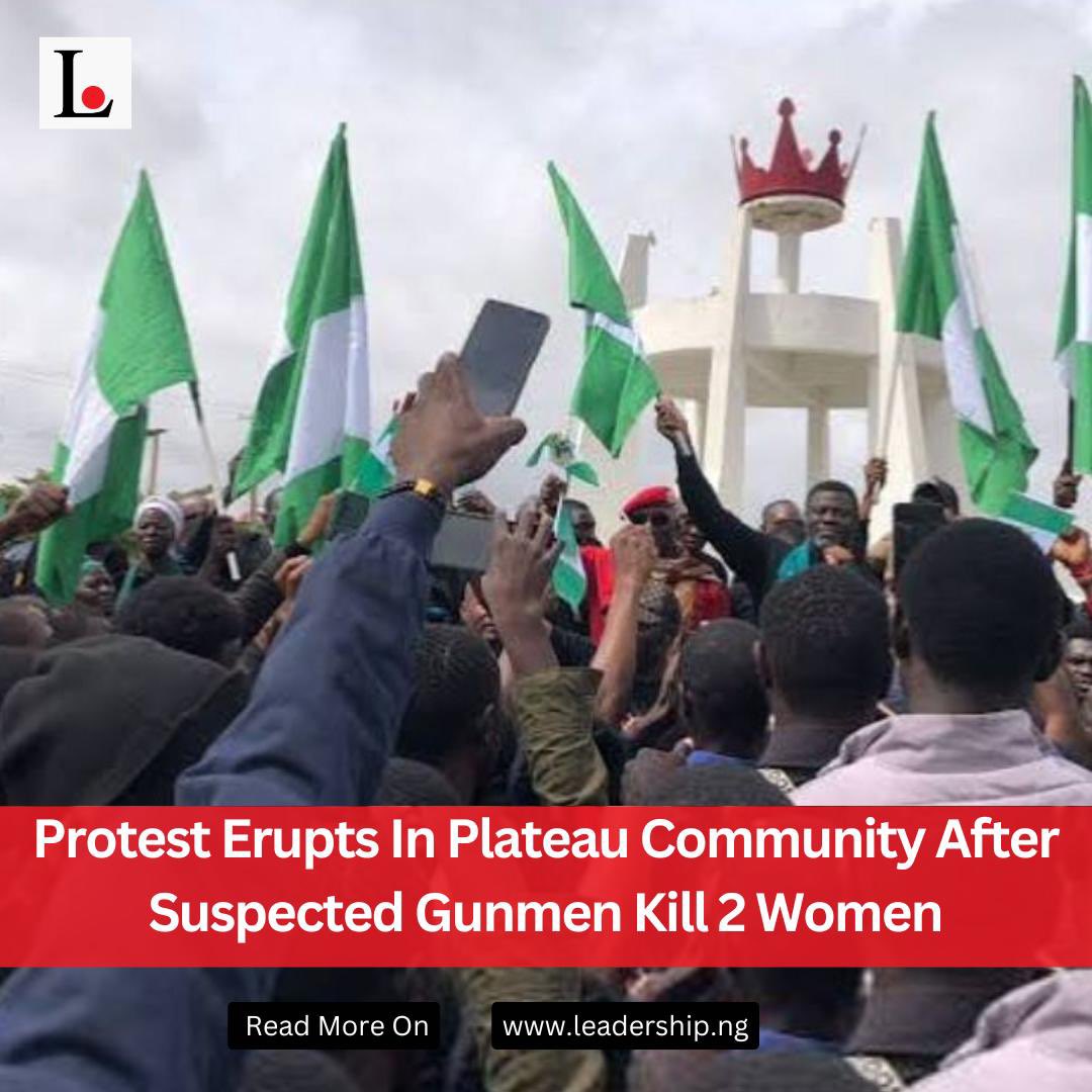 LeadershipNGA's tweet photo. Tension erupted in Gero community, Jos South Local Government Area of Plateau State, on Monday after suspected gunmen allegedly killed two women, sparking protests by angry residents.

Read more: https://t.co/RVrXTgs9Yt https://t.co/016ufT6BpH
