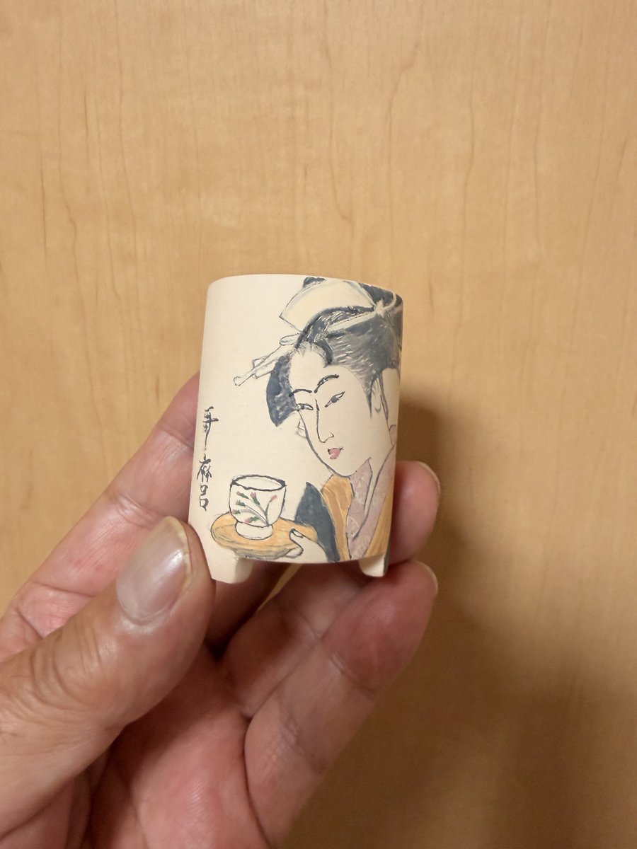 陶芸 浮世絵 喜多川歌麿の 「高名美人六家選 難波屋おたき」 呉須絵具
