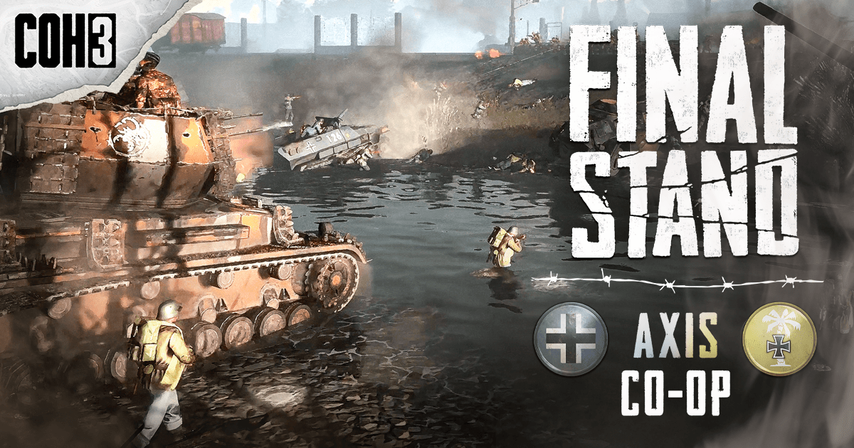 CompanyOfHeroes's tweet photo. CoH3: Final Stand features a roguelite progression system, allowing you to augment your own forces from the ground up suited to your style of play. Curious to see it in action? Watch the Axis Co-op Gameplay video now ▶️ https://t.co/O1KBLZRCOU https://t.co/hBJIP0dzNk