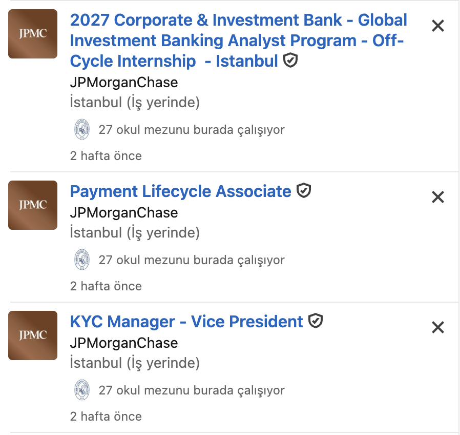 alpertungaakkus's tweet photo. JPMorgan son bir ayda Türkiye'de dikkat çeken bir işe alım sürecine girdi.

Yatırım bankacılığı, ödeme sistemleri, KYC ve operasyon ekipleri için peş peşe ilanlar açıldı. Bu tür işe alımlar genellikle "işler artacak" beklentisiyle yapılır.

Küresel bankalar böyle alımları keyfine göre yapmaz. Türkiye tarafında hareket bekliyor olabilirler. 👀