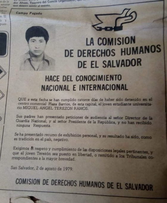 HistoriasAl_SV's tweet photo. 19/07/1979. Fue desaparecido el estudiante Miguel Ángel Terezon Ramos. En 2023, la UES entregó el título honorífico póstumo de Licenciado en Psicología. https://t.co/OF5ntukvtS