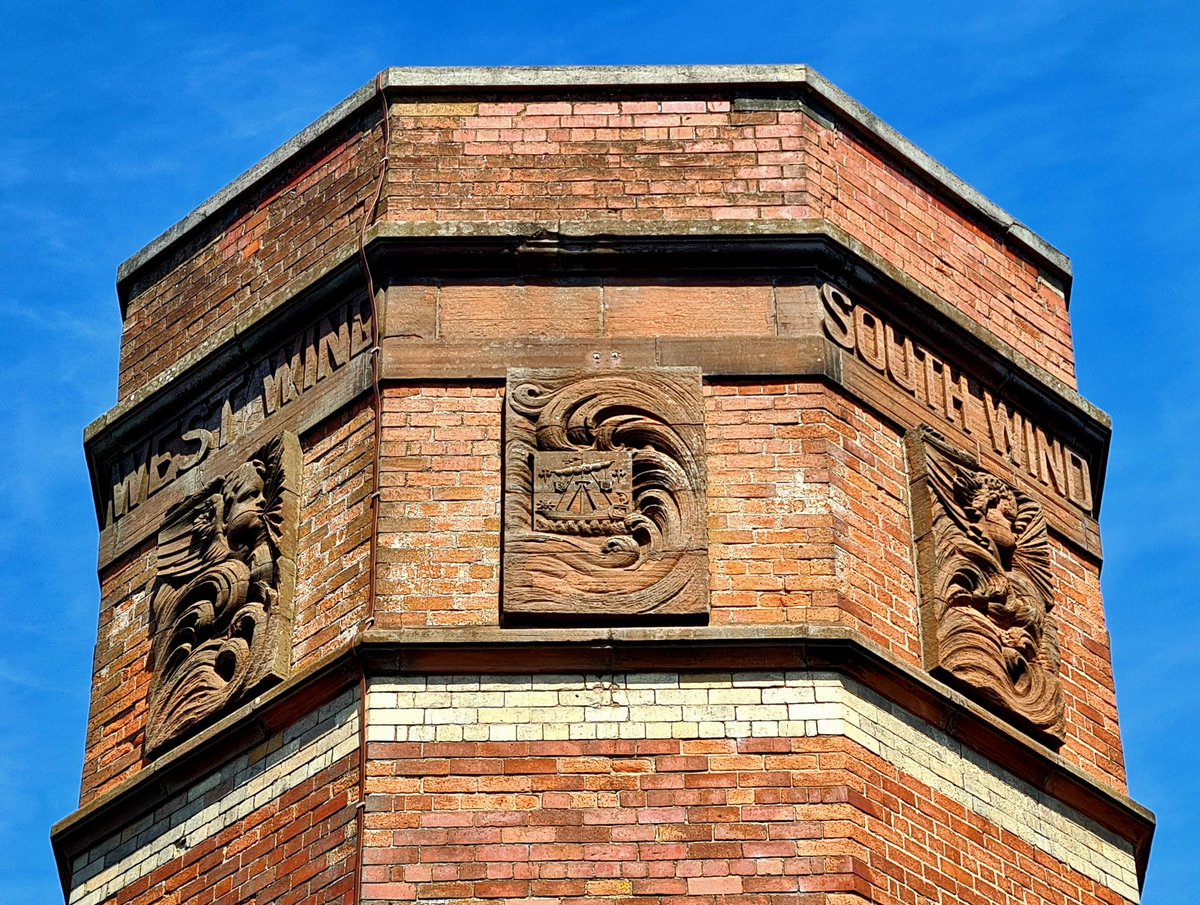 is_glasgow's tweet photo. Details of the relief sculptures at the top of the 'Tower of the Winds' of the former Prince's Dock Hydraulic Pumping Station in Glasgow. 

#glasgow #architecture #govan #sculpture #towerofthewinds https://t.co/0wy2BDw0TS