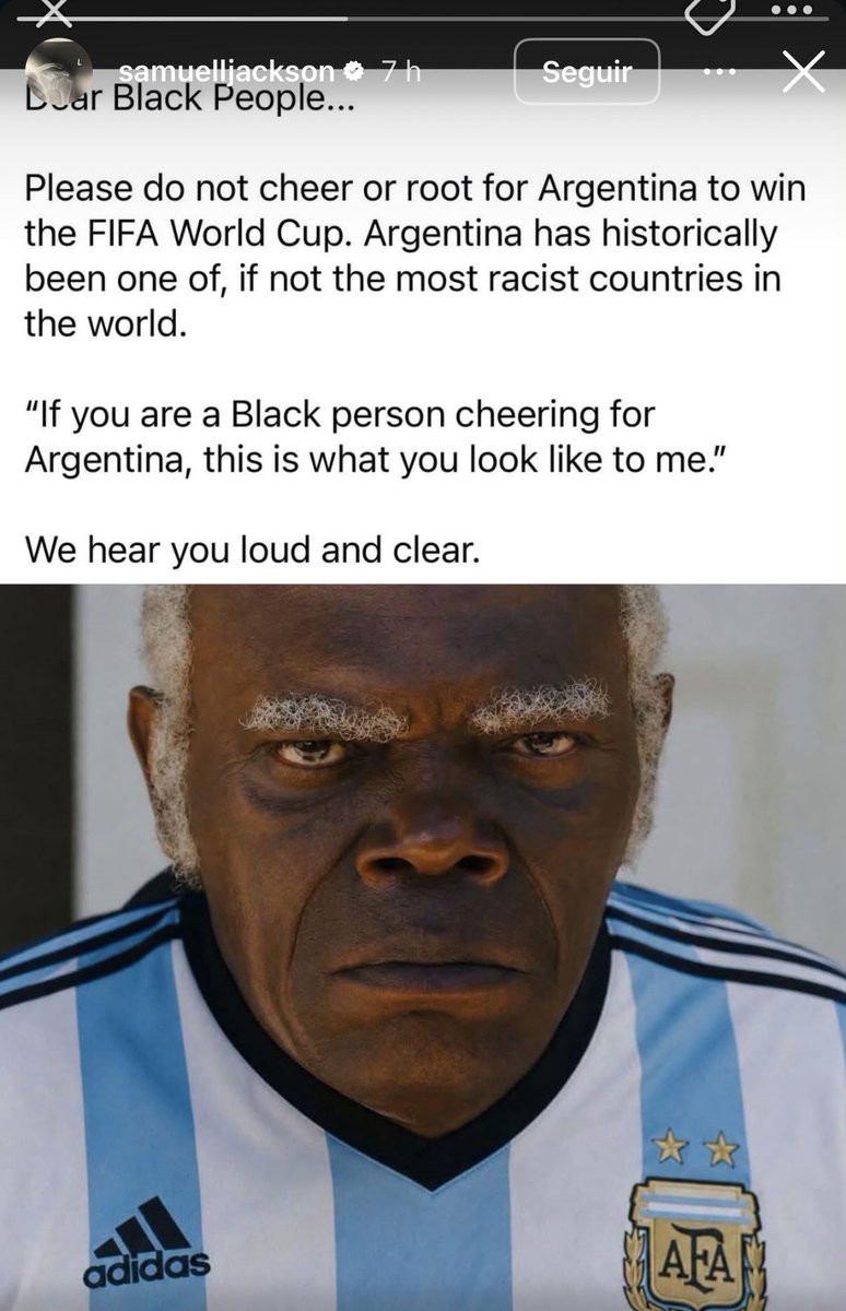 therealbuni's tweet photo. Samuel L Jackson subió una historia pidiendo que nadie banque a Argentina por racistas kjj 

Mamita posho, tipo grande, miembro del consejo jedi

Anakin hizo bien en tirarlo del balcón https://t.co/BSfkGgSj80