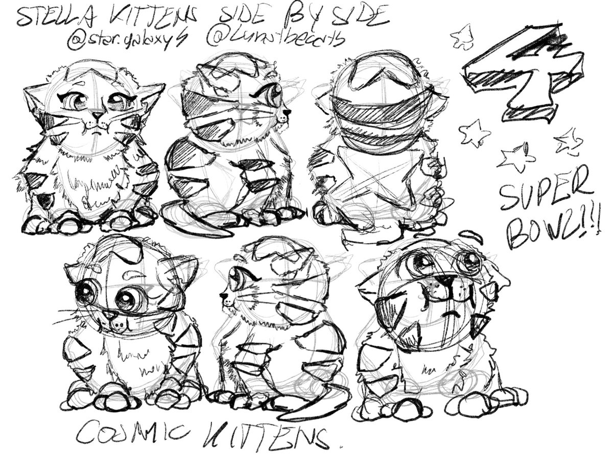 Lunathecat4's tweet photo. Another Stella kitten sketch, character example side by side (preparing for illustration book portofolio) 
#quicksketch #procreate https://t.co/VrHSWLrqiB