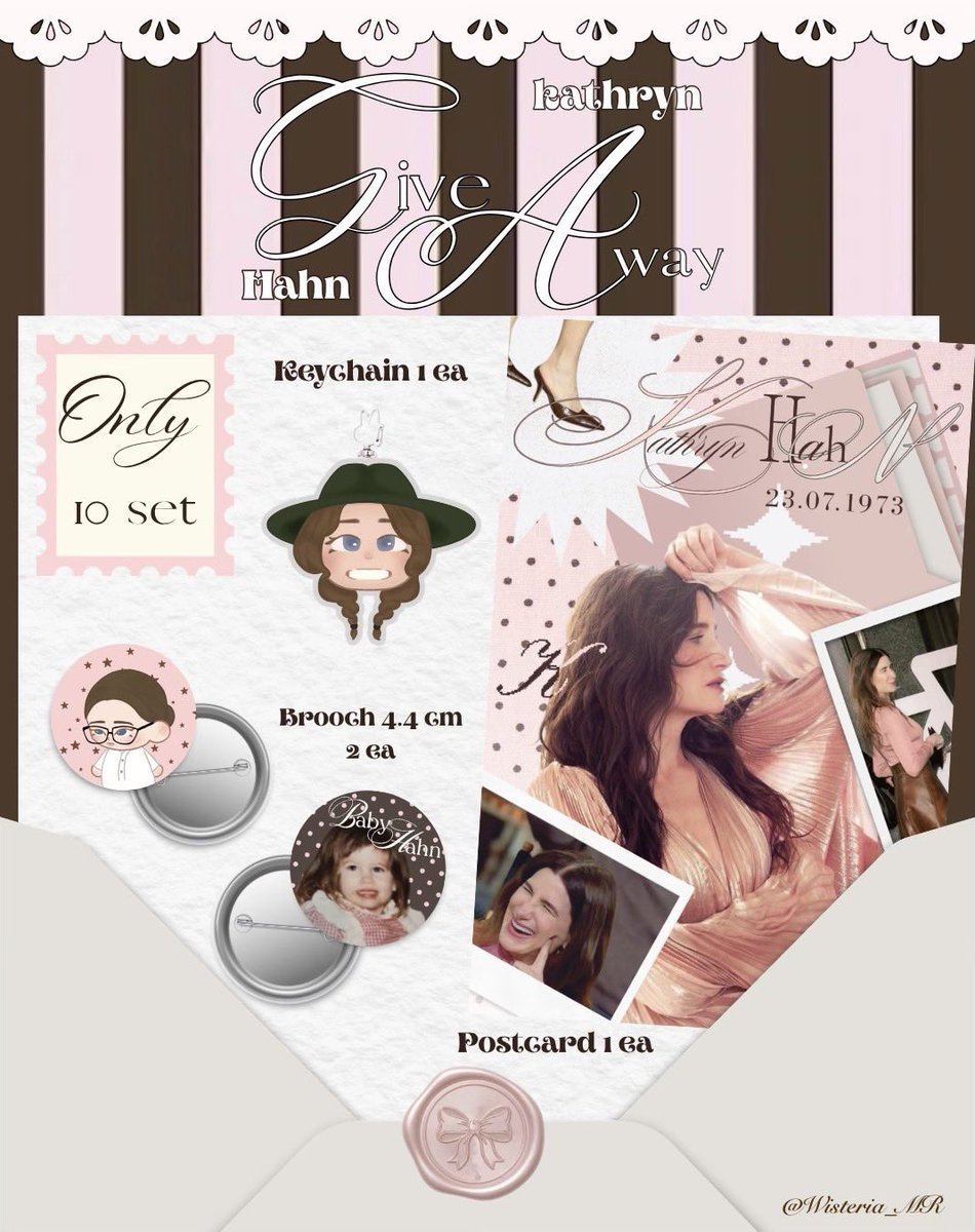 Wisteria_MR's tweet photo. Pls kindly rt 
✧*ੈ✩ 𝑀𝑜𝓉𝒽𝑒𝓇𝐻𝒶𝒽𝓃 𝒢𝒾𝓋𝑒𝒶𝓌𝒶𝓎‧₊˚°❀⋆

𝟏𝟎 𝐬𝐞𝐭𝐬 
✦ Postcard 4*6    ꒰ 1 ea ꒱
✦ Keychain 5 cm ꒰ 1 ea ꒱
✦ Brooch 4.4 cm ꒰ 2 ea ꒱

form closed 22 July ( 21.00 )
gg form : https://t.co/ix7mcecVzW
shipping : 50 bath 
#wisteriagiveaway https://t.co/9dp9Q1AiuU