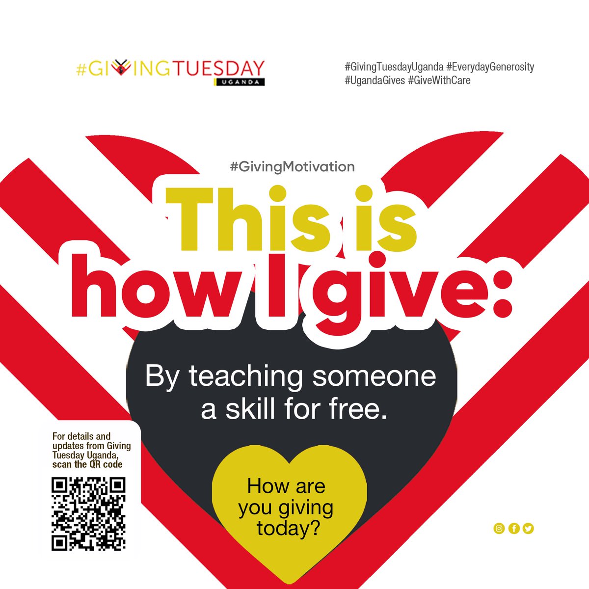 GivingTuesdayUg's tweet photo. 🧰 #GivingMotivation
This is how I give: by teaching someone a skill for free.
Knowledge shared freely can open doors. What can you teach someone this week, however small?
🔗 https://t.co/e6PplLmFLt
#GivingTuesdayUganda #EverydayGenerosity #UgandaGives https://t.co/vjhL1S8dGt