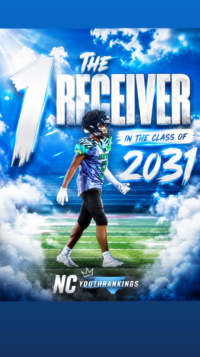 JaMir_Tate1's tweet photo. Beyond blessed to be named the number 1 receiver in the class of 2031 #AGTG @FBU_NC @ncsa @247Sports @247recruiting @On3 @One11Recruiting @PrepRedzone @PrepRedzoneNext @FBUcamp @FBUAllAmerican @TheUCReport @TheOpening @RivalsCamp https://t.co/ZR7hweVkW4