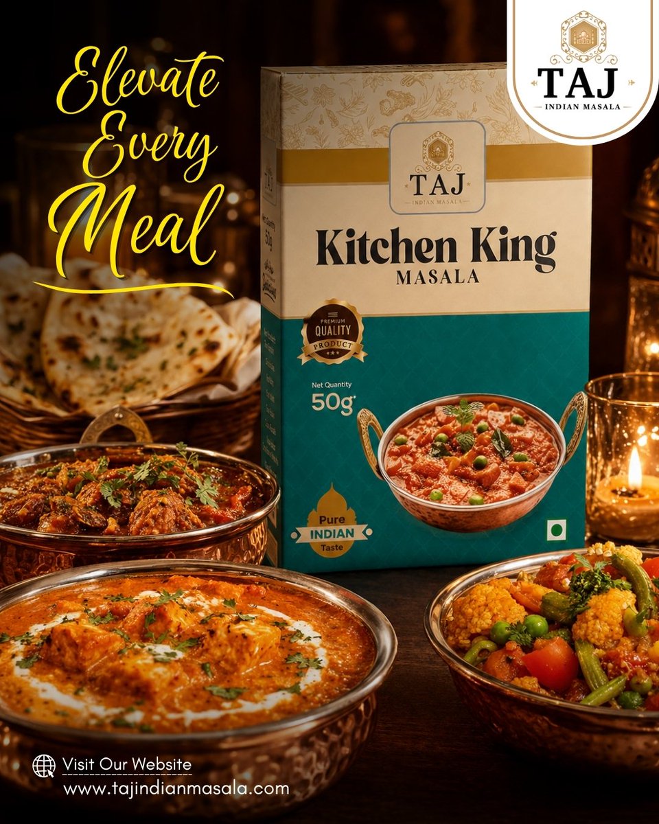 tajindiangroup1's tweet photo. Master Every Meal
Transform every recipe with rich aroma, bold spices, and authentic flavor, creating unforgettable homemade delights every time. 😋
#KitchenKingMasala #AuthenticFlavors #IndianCooking #SpiceLovers #Flavor #tajmasala #garammasala #masalabox #foodie #vegetarian #easyrecipes