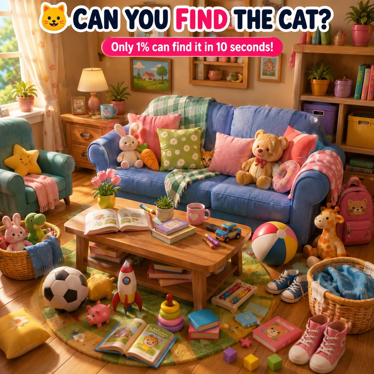 AIQUIZGenZ's tweet photo. 👀 Can you find the hidden cat?🐱

#FindTheCat #Puzzle #HiddenObject #BrainTeaser #CanYouFindIt https://t.co/UwHfF5fsLu