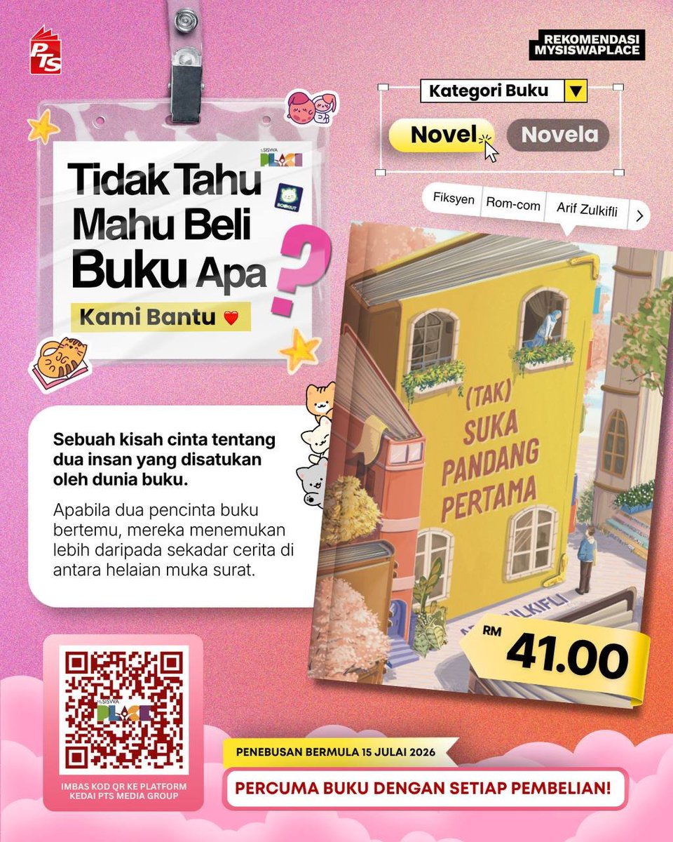 bukuPTS's tweet photo. Mencari novel romantik kampus yang buat anda tersenyum sendiri? 💙

(Tak) Suka Pandang Pertama hadir dengan dialog yang mencuit hati, watak yang menghiburkan dan kisah yang membuatkan anda susah hendak berhenti membaca.

Gunakan Baucar Buku MADANI RM100 di Kedai PTS Media Group melalui MySiswaPlace dan jadikan (Tak) Suka Pandang Pertama antara pilihan anda.

📲 https://t.co/8CWz1sXWmE