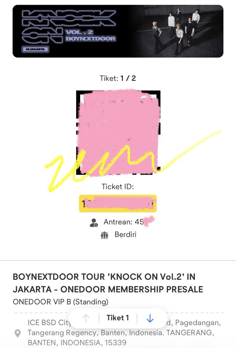 zer0nade's tweet photo. wts — boynextdoor knock on vol.2 in jakarta

onedoor vip b (standing) weverse presale 2tix. qn 45X

💵 4.000.000/tix

bisa cicilan sampe h-7 konser
aku juga nonton ko!

#BND #KNOCK_ON_Vol_2 #KNOCK_ON_Vol_2_IN_JAKARTA #KNOCK_ON_Vol_2_IN_ASIA https://t.co/VN4pk3JAx9