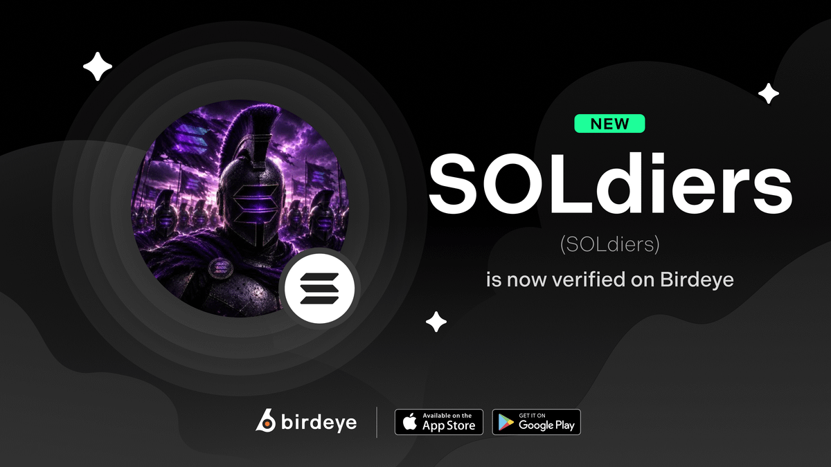 birdeye_so's tweet photo. $SOLdiers from @RealSOLdiers_ is now verified on Birdeye. https://t.co/COhvZLu9KW