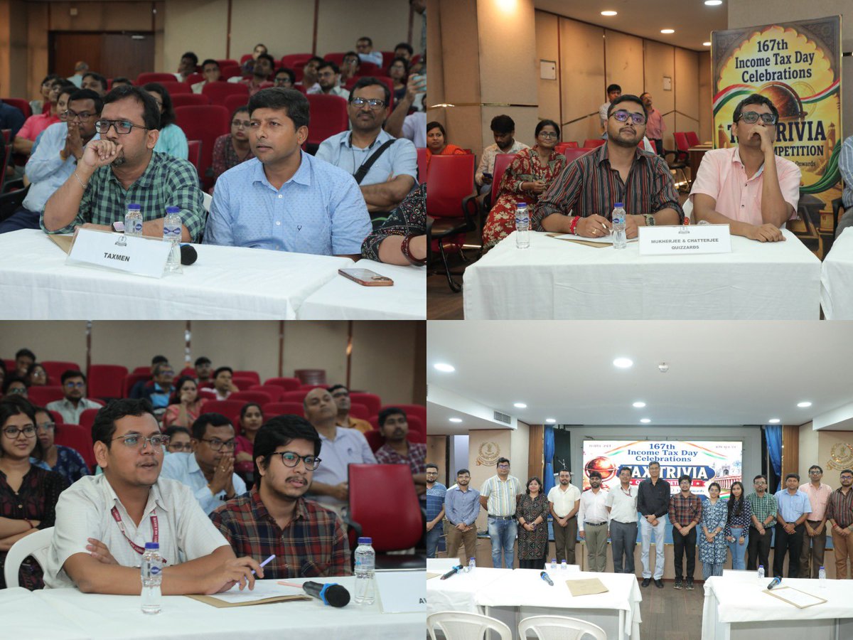 IncomeTaxWB's tweet photo. As part of the 167th Income Tax Day Celebrations, the Income Tax Department, West Bengal & Sikkim organized “TAX TRIVIA” – a Quiz Competition on 20th July 2026 at the Multipurpose Hall, Aayakar Bhawan, Kolkata.

The event witnessed enthusiastic participation from the Officers and Officials of the Department, who came together in a spirit of learning, teamwork and healthy competition. The quiz was designed to provide an engaging and interactive platform for participants to test their knowledge, sharpen their awareness and learn new facts in an enjoyable and stimulating environment.

The competition not only encouraged participants to broaden their knowledge but also fostered team spirit, camaraderie, collaboration and a sense of fellowship among colleagues. The lively participation, spirited competition and vibrant atmosphere added to the celebratory fervour of the occasion.

“TAX TRIVIA” thus emerged as an enriching and memorable initiative, celebrating the 167th Income Tax Day in a unique and engaging manner while highlighting the importance of continuous learning, knowledge-sharing and collective participation within the Department.

@nsitharamanoffc @officeofPCM @FinMinIndia @IncomeTaxIndia @PIB_India @PIBKolkata @PIBGangtok