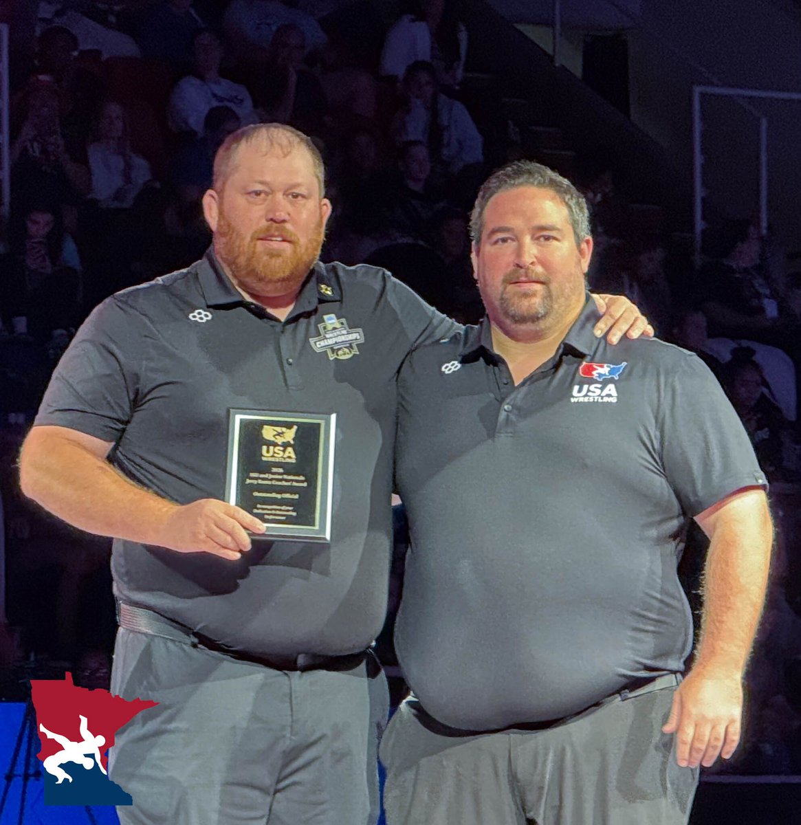 MNUSAW's tweet photo. Pete Kuisle was honored with the 2026 USA Wrestling National Championships Coaches Award, presented annually to the outstanding official at Fargo. Thank you Pete for representing Minnesota with excellence both on and off the mat! πΊπΈ #mnusawrestling #MNstorm https://t.co/s14YIEEeAt