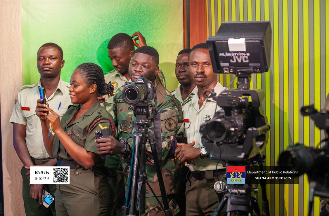 GhArmedForces's tweet photo. Students of the Ghana Armed Forces Public Relations Institute (GAFPRI) Intermediate Photography and Journalism (IPJ) Course 1-2026 have visited Multimedia Group Limited on Friday 17 July, 2026 to acquire practical knowledge on modern media operations.

Story by LS Saeed F & LAC Odamtten FS
Pictures by L/CPL Zawi D

Full Story on: https://t.co/DWOUamOIEN