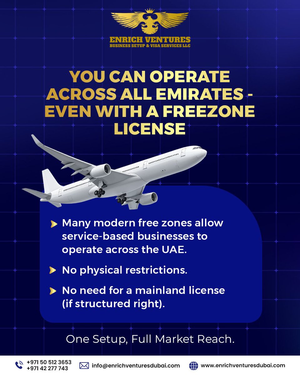 enrichventures_'s tweet photo. Vision builds businesses. We help make it happen.

Start your UAE business journey with expert guidance from Enrich Ventures Business Setup &amp; Visa Services LLC.

📞 +971 50 512 3653 | +971 42 277 743

#EnrichVentures #BusinessSetupDubai #DubaiBusiness #companyformation https://t.co/wtyLUNhE8s