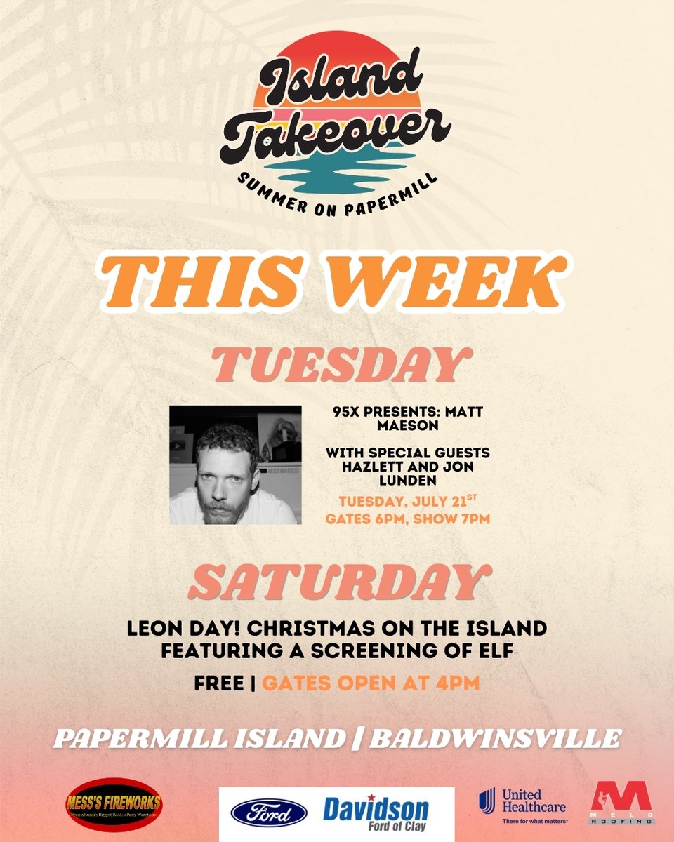 95X's tweet photo. 🎶 This week at Island Takeover! 🎄☀️

We're bringing two very different — but equally unforgettable — events to Papermill Island.

👉 Get all the details in our weekly Island Takeover preview: https://t.co/nmxowg9xTF https://t.co/Zrj0mslnjP