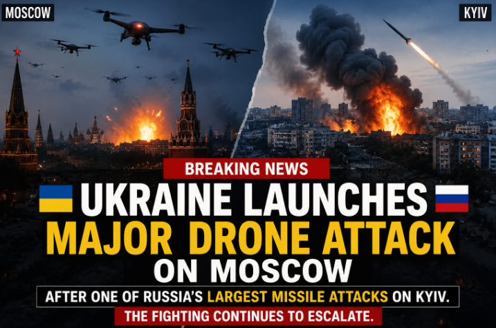 Sangtharii's tweet photo. 🚨BREAKING: 🇺🇦🇷🇺 Ukraine launches major drone attack on Moscow after one of Russia's largest missile attacks on Kyiv. The fighting continues to escalate.