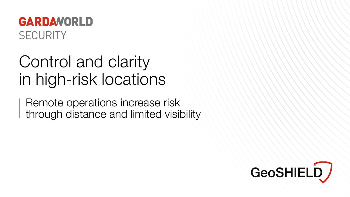 GardaWorld's tweet photo. When teams operate in remote locations, visibility matters. GeoSHIELD connects people to real-time information and coordinated response, helping organisations protect their workforce wherever operations take them. 

secure.solutions@garda.com

WhatsApp: https://t.co/hGEJdhvKPI https://t.co/4uKLK0TS7L