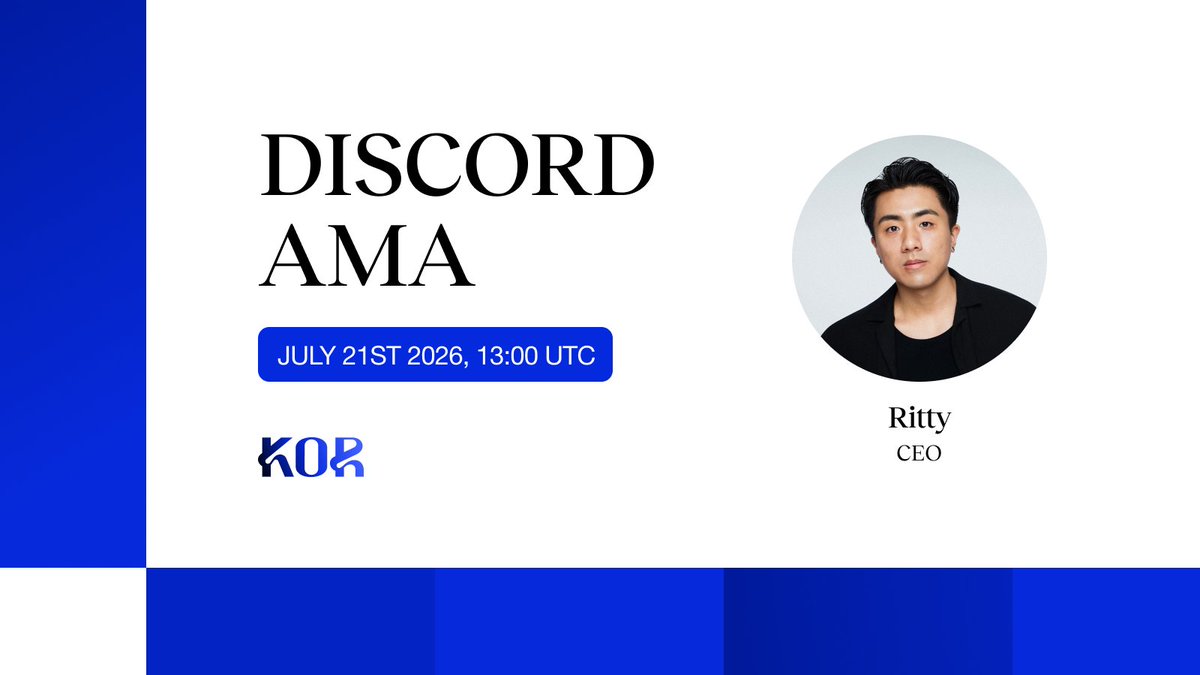 KorProtocol's tweet photo. Join us for the first KOR AMA this Tuesday, July 21st at 1 PM UTC.

@djlittyritty will share the vision behind KOR and reveals what's coming for the clearinghouse.

This AMA will be hosted in our Discord 👇 https://t.co/sUq7b4VhI0