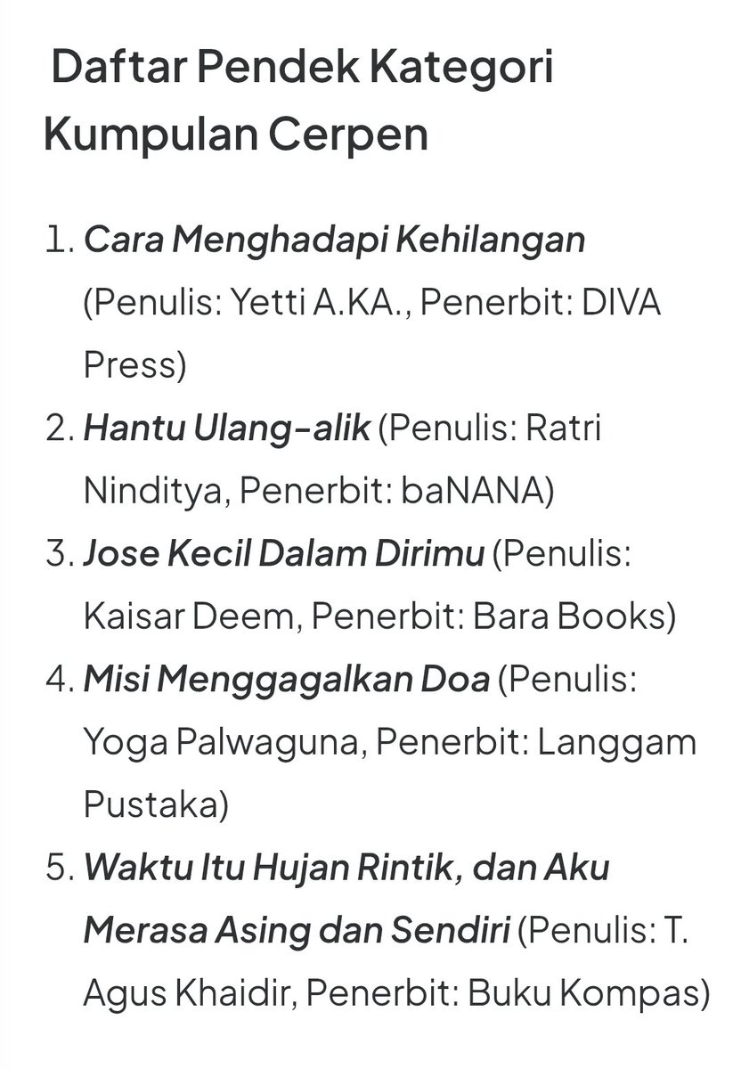 post_santa's tweet photo. Selamat untuk Mas @ariesaptaji dan Alok yang ada di daftar pendek Kusala. Selamat untuk teman2 penulis dan penerbit  yang juga ada di nominasi. Semoga karya2nya terus menjumpai semakin banyak pembaca 💛🌻 https://t.co/Ao5h1Lu7uL