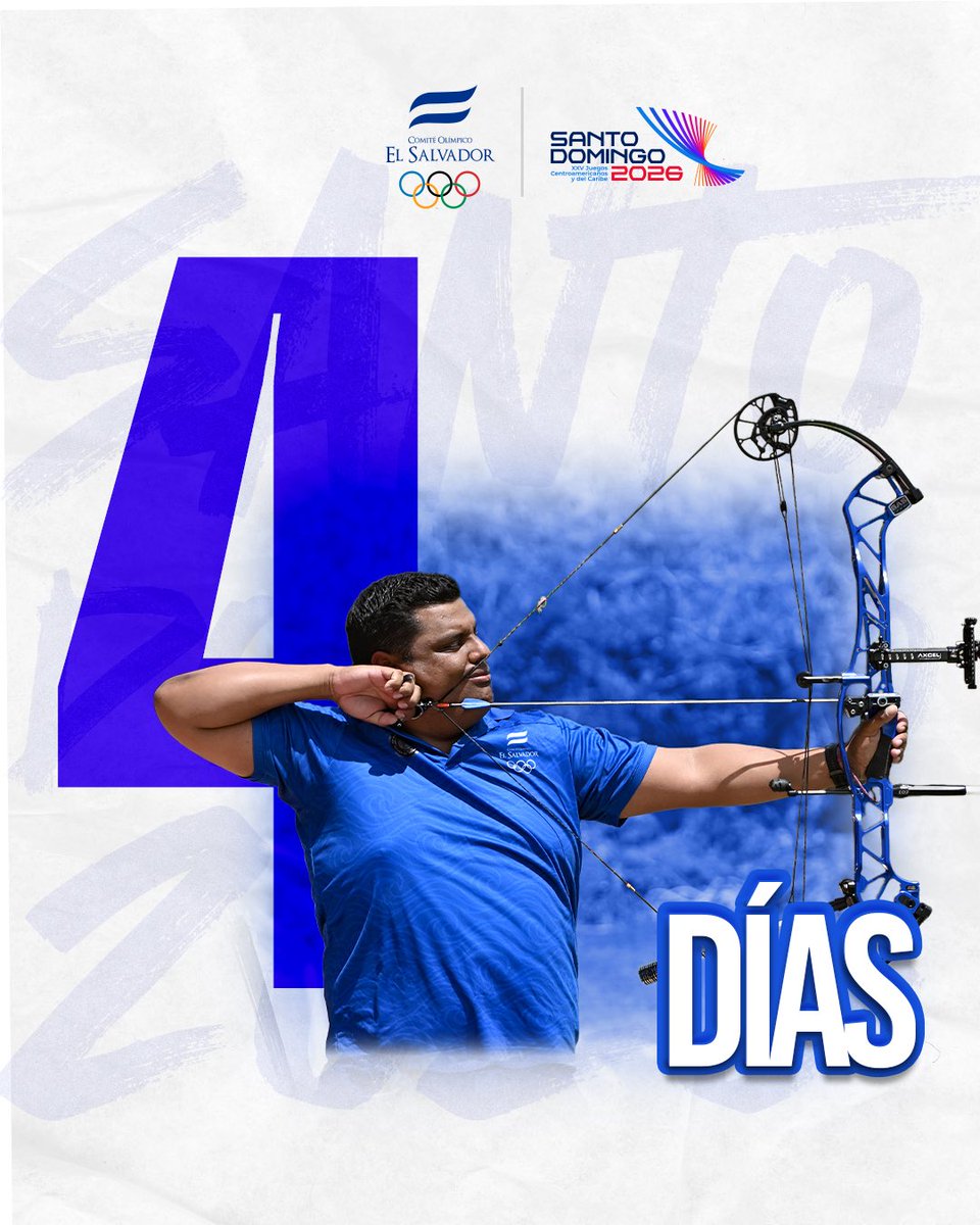 TeamESA_'s tweet photo. ¡𝟒 𝐃Í𝐀𝐒 𝐏𝐀𝐑𝐀 𝐒𝐀𝐍𝐓𝐎 𝐃𝐎𝐌𝐈𝐍𝐆𝐎 𝟐𝟎𝟐𝟔!⏳🔜🇩🇴

Estamos a 4 días para la inauguración de los XXV Juegos Centroamericanos y del Caribe @santodomingo2026, que se desarrollarán del 24 de julio al 8 de agosto.

¡Con ganas de ver competir al Team ESA!🤩

#TeamESA🇸🇻 https://t.co/AFNFk5sQjm