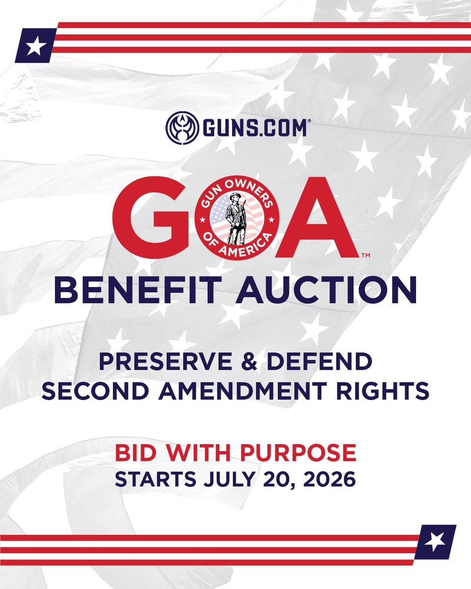 GunOwners's tweet photo. GOA has partnered with @Guns_com and more than a dozen firearm manufacturers to celebrate 50 years of protecting and defending our Second Amendment rights.

100% of the proceeds support GOA's mission. The auction starts today, July 20th.🇺🇸 https://t.co/GFic26trd9