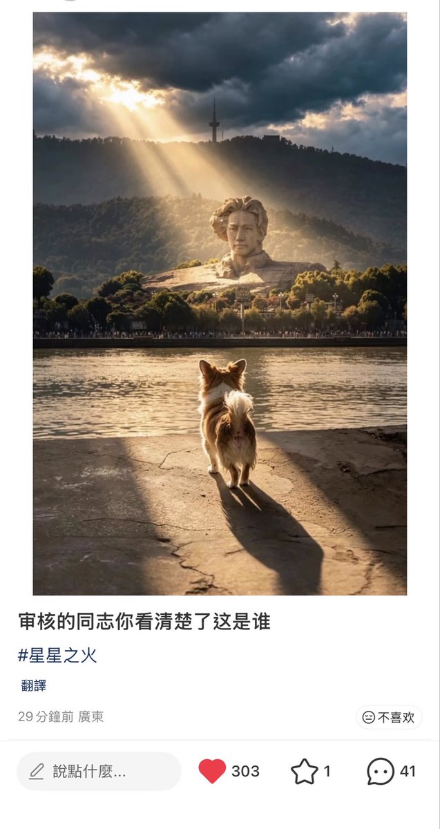 wodanggangqiang's tweet photo. 现在国内平台只要是关于旺旺的帖子，限流的非常严重，网友出各种招数，把老毛当背景图。#wangwang https://t.co/b2a1GiWC4y