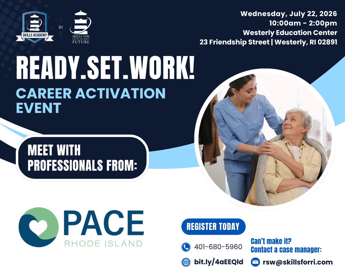 SkillsforRI's tweet photo. Meet @PACE_RI and @gdelectricboat this Wednesday, July 22, from 10 AM–2 PM at @WesterlyEdCntr.

Learn about healthcare, administrative, Shipfitter, Welder &amp; Pipefitter openings.

Register: https://t.co/f8XYeEPODZ

Funded by @RI_DLT.

#RIJobs #CareerTraining #RhodeIsland #SkillsRI https://t.co/YRhaTgxaZ3
