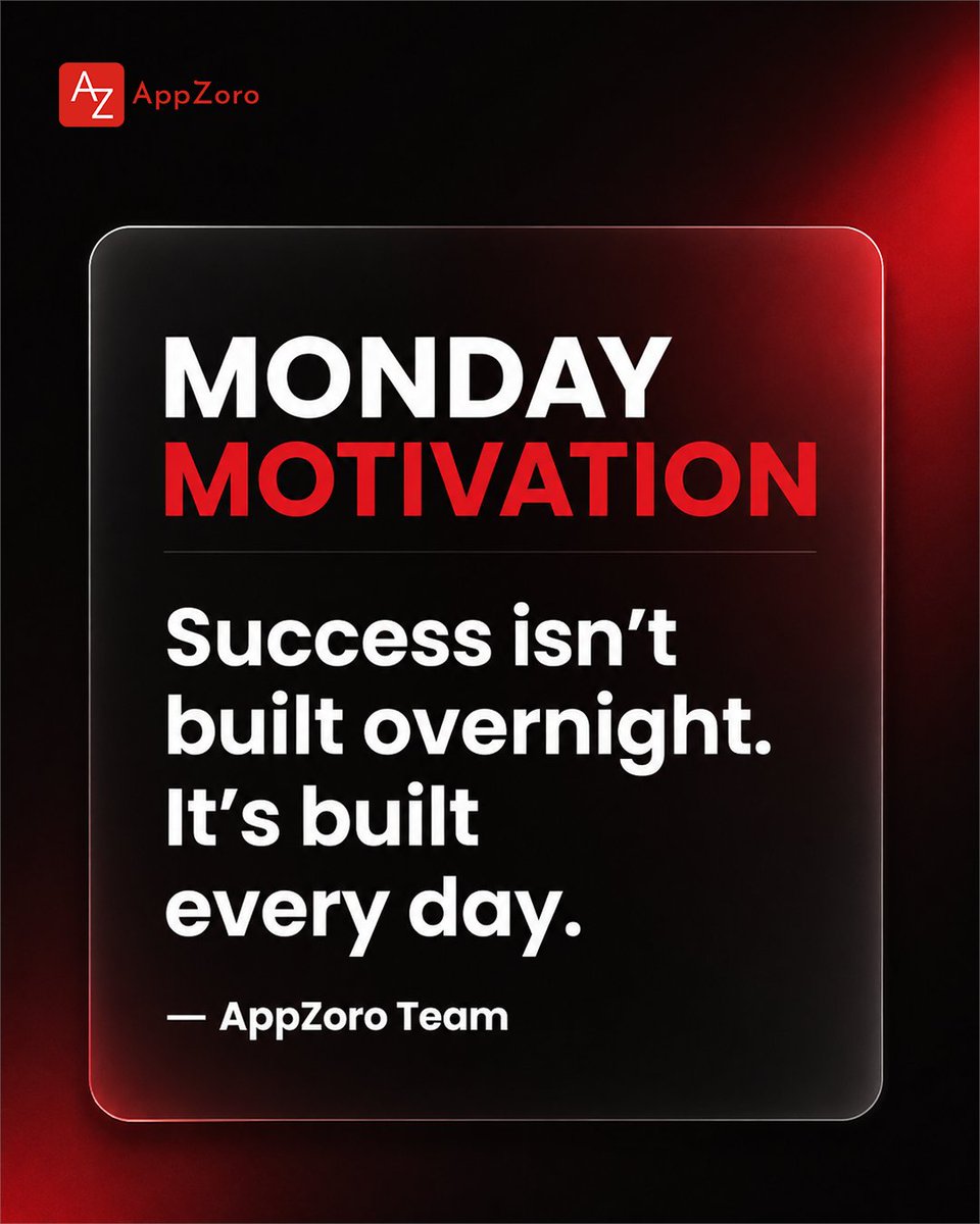 AppZoroT's tweet photo. Success isn’t built overnight-it comes from small, consistent efforts made every day.
This Monday, focus on progress, trust the process, and keep moving forward, even when results take time.
#MondayMotivation #AppZoro #SuccessMindset #ConsistencyIsKey #Teamwork https://t.co/ghGPVXebJI