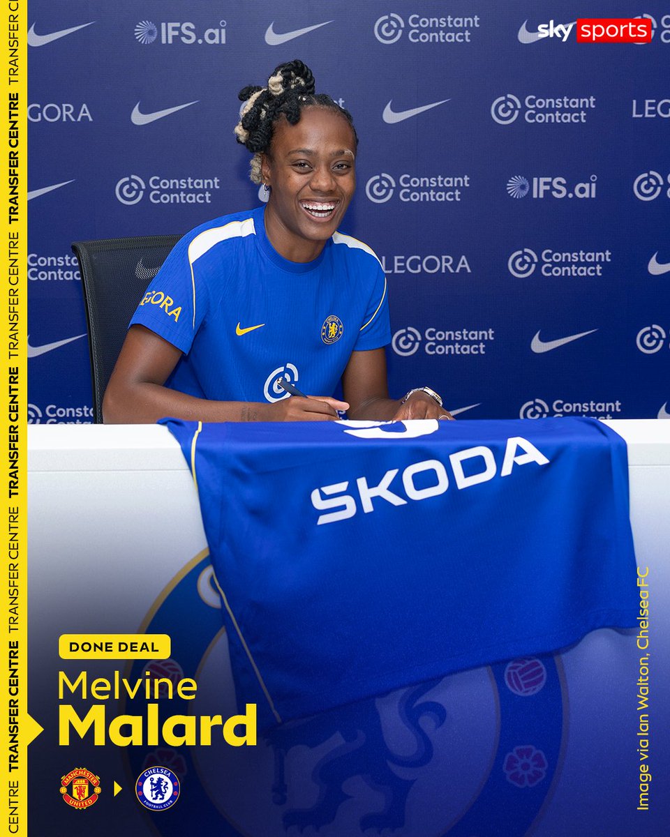 SkySportsWSL's tweet photo. Chelsea have confirmed the signing of Melvine Malard from Manchester United on a four-year contract 🖋️ https://t.co/myqSpv6vxi