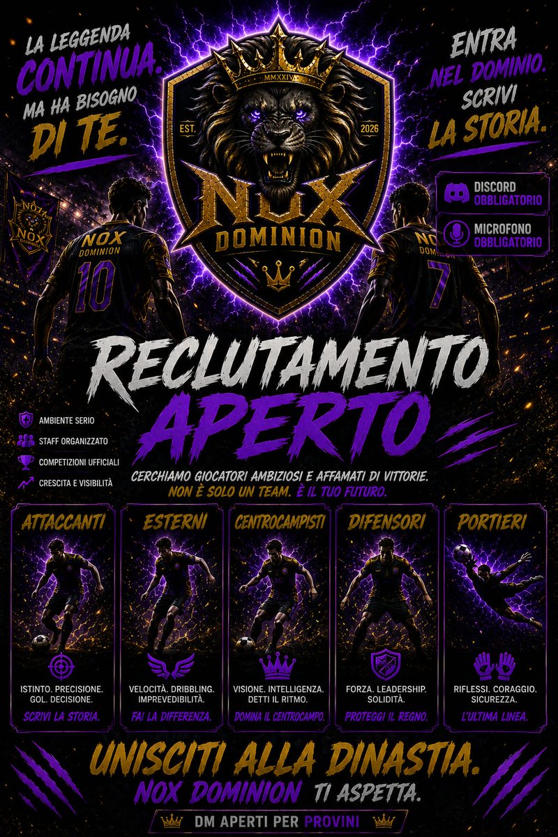 Valak_95's tweet photo. 📢 NOX DOMINION | PROVINI APERTI
🏆 VPG Svizzera • VFL • Pro League
✅ Disponibilità 4/4 e Discord obbligatori.
📩 DM: @Valak_95 • @ITZ_MAKR0

We Are @noxDominion The Next Big Thing

@Mercato_FVPA @RT_Proclub @RTproclub
@VPGItaly @RT_ProClubs @SwissVPG @VPLItaly @proleagueit https://t.co/dJ8Vn0RdlL
