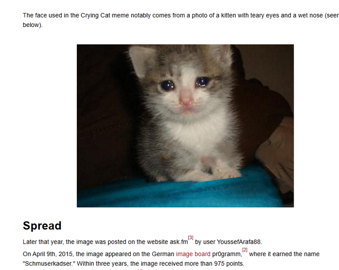 WinnyOnChain's tweet photo. Cashcat image or Crying Cat originates from this one photo of another cat that has never bonded.
"The face used in the Crying Cat meme notably comes from a photo of a kitten with teary eyes and a wet nose"

https://t.co/bCOdFk2fp6

https://t.co/GyMsu8pm0r https://t.co/jUmSbUfr1v