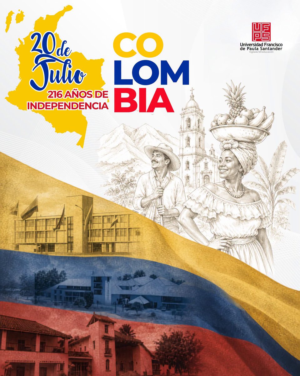 UFPSCUCUTA's tweet photo. 🇨🇴 Hoy conmemoramos el Día de la Independencia de Colombia, una fecha para honrar nuestra historia y renovar el compromiso con la educación, el conocimiento y la formación de ciudadanos que transforman el país. 💛💙❤️📚 https://t.co/tRlIoMMwEK