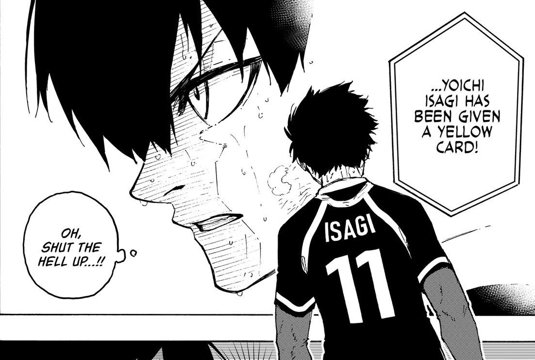 hugolokiss's tweet photo. watching the world cup kinda made me wish blue lock had more moments like this. i’d love to see isagi arguing with the ref over a yellow card or a foul lmao https://t.co/TA7huF6vn2