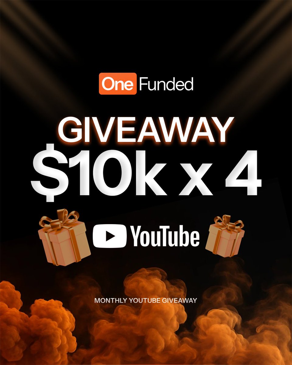 One_Funded's tweet photo. 🚨 Monthly Giveaway – Win a 10K Account! 🚨

Starting now, every month we'll be giving away 4х10K accounts! 🎉

How to participate:

✅ 1. Subscribe to our YouTube channel https://t.co/l5qNp2ZZC7
✅ 2. Watch, like, and leave a comment on our published Shorts and Full-Length videos.
✅ 3. Stay active in our Discord — we announce every new video there, so don't miss your chance to engage!

On the 15th of every month, we'll randomly select 3 comments from a random video, and each winner will receive a 10K account.
💡 The more videos you comment on, the higher your chances of winning!

🎁 Bonus 10K Account:
Share one of our videos on X (Twitter) using the hashtag #OneFundedYouTube.
We'll randomly choose 1 winner each month to receive an additional 10K account just for sharing!

Good luck, and see you in the comments!