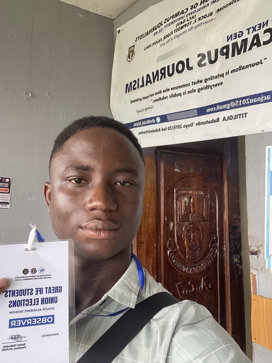 Samfash22's tweet photo. On the field reporting in the last two elections, I don graduate to situation room this year😂 Stay tune for election’s update with @Official_ACJOAU https://t.co/MlmmKhHPQY