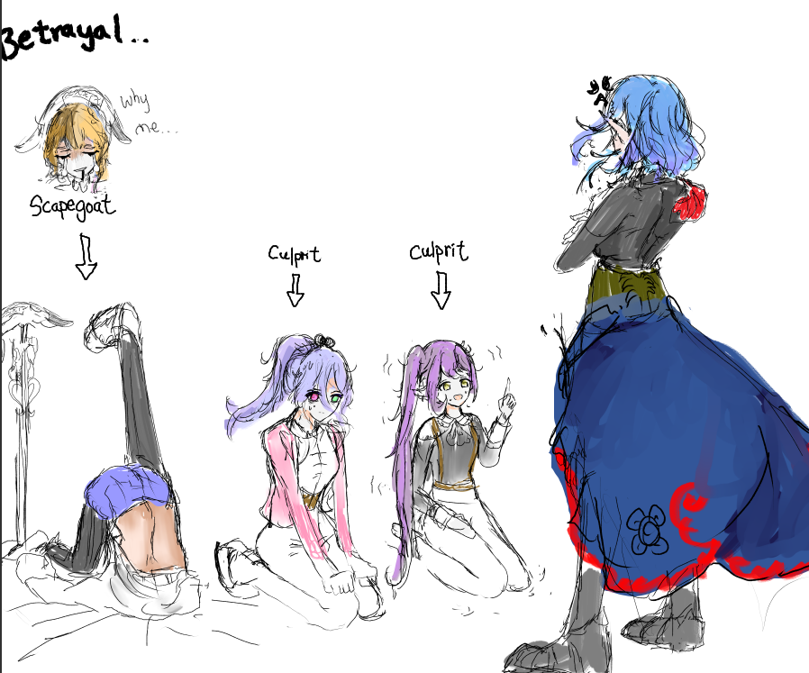 SableChaosi's tweet photo. #困ネタさんくす #OCㅤㅤ 

When going gets tough, you gotta do what you gotta do....
even if its blaming your friend... who just happened to be there,,,,
Sisters am i rite https://t.co/vZvSHgN2gj