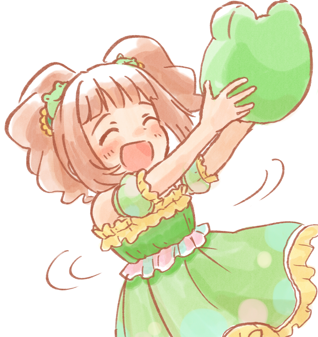 komeeme's tweet photo. けろけろさんぬいをもらって大喜びでくるくるするやよいちゃん https://t.co/aPc3TyeI55