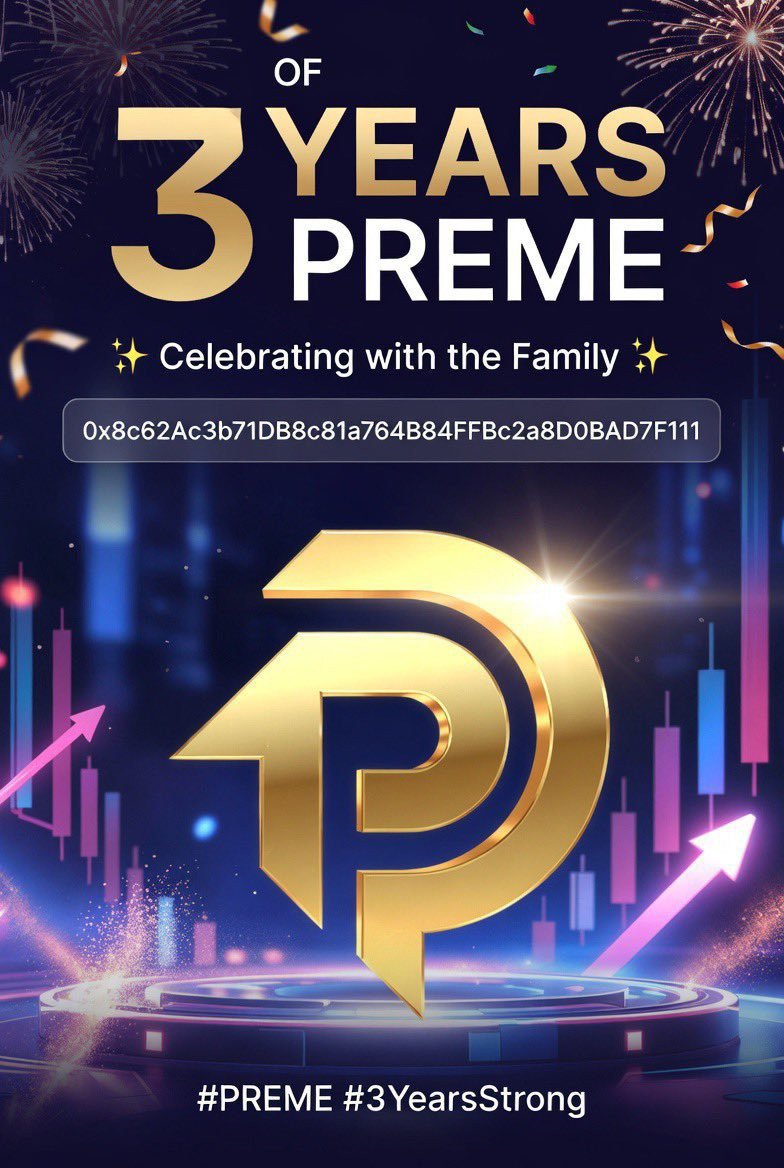 dodge_daddy1's tweet photo. Happy 3 Years, $PREME! 🎉

Three years strong. Still building. Still growing. The journey is just getting started.

Cheers to the community that's making it happen. 🚀💙

#PREME #PremeToken #Web3
@PREMETOKEN  @the1legbandit  @base  @baseapp https://t.co/yg7AqBPxVl