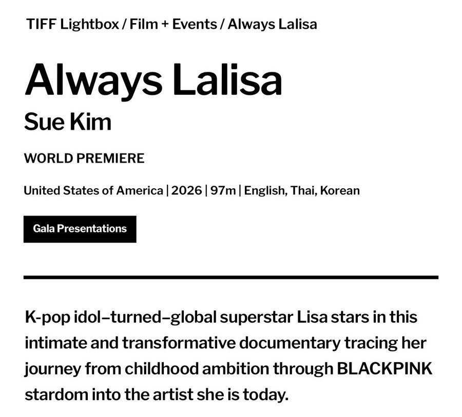 lisaxarm's tweet photo. ALWAYS LALISA จะมีความยาว97นาที
หรือราวๆ 1 ชั่วโมง 37 นาที
‘Always Lalisa’ จะพาผู้ชมไปรู้จักตัวตนของลิซ่าในมุมที่ลึกกว่าเดิม ผ่านเรื่องราวการเดินทางตั้งแต่วัยเด็ก ความฝัน การเดบิวต์กับ BLACKPINK ไปจนถึงการก้าวขึ้นเป็นซูเปอร์สตาร์ระดับโลก พร้อมเปิดเผยเบื้องหลังชีวิตและการทำงานที่หลายคนไม่เคยได้เห็น
ALWAYS LALISA
#LISADocumentary
#LISA @wearelloud