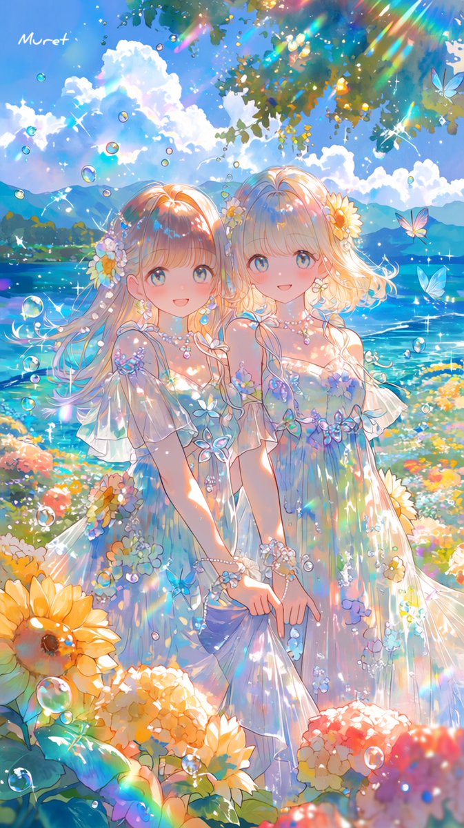 夢幻彩色 3作品目です✨ 水面と花、きらめきの季節。 #muretart