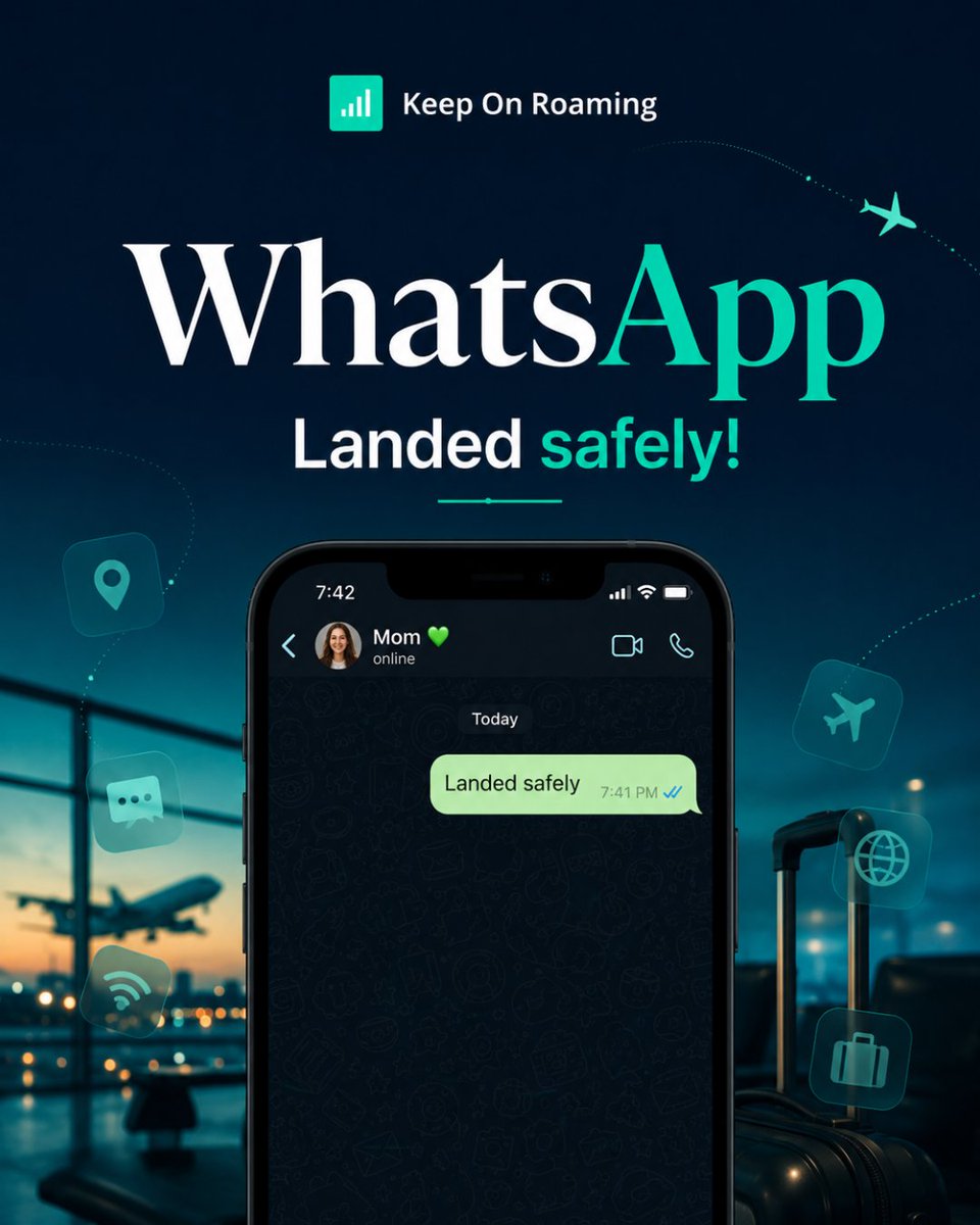 keeponroaming's tweet photo. You’ve just landed abroad… what’s the first app you open? 👀

🗺️ Maps
💬 WhatsApp
🚕 Uber
📸 Instagram

Reply with yours 👇

Whatever you open first, it helps to land connected. https://t.co/MUPrQnN7NW