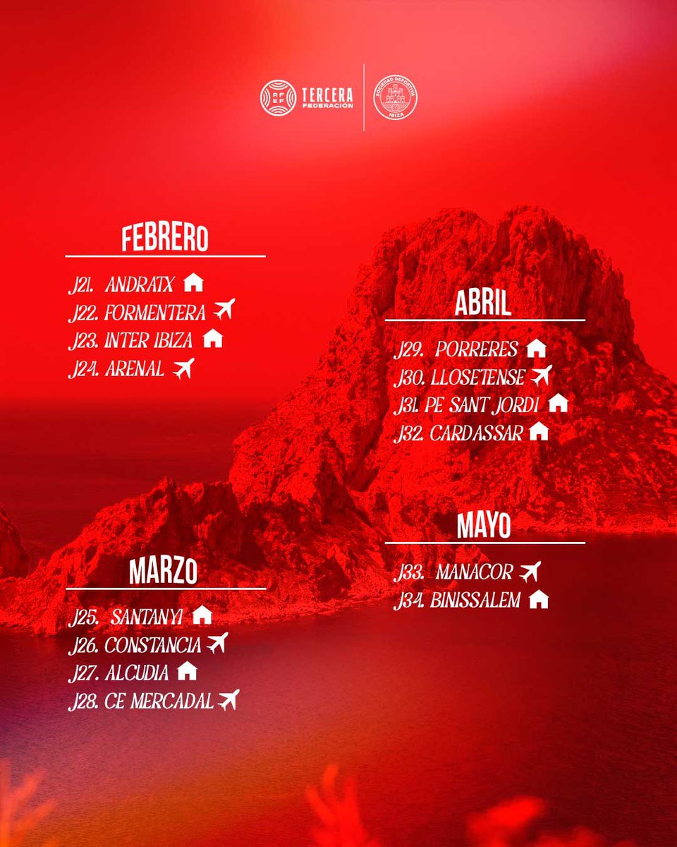 sdibizaip's tweet photo. 🗓️Calendario oficial de la temporada.

Ya conocemos el camino que nos espera. Afrontamos cada jornada con ilusión, trabajo y el orgullo de vestir el rojo y blanco. ❤️🤍

¡Vamos! https://t.co/aZHFiFHT01